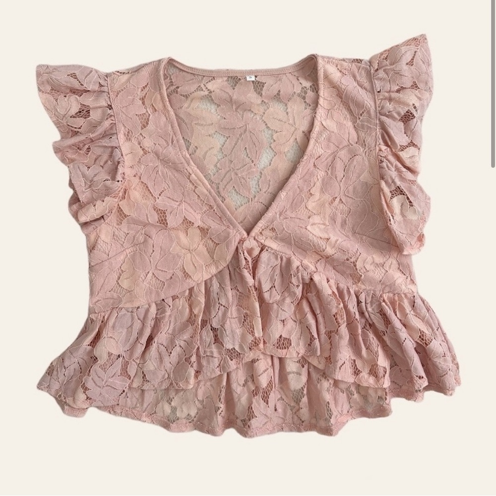 NWOT SHEIN Lace Pink Top size S